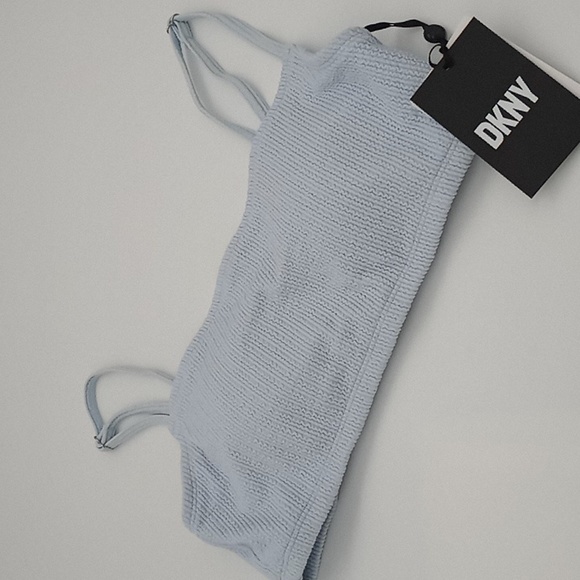 DKNY Textured Bralette Bikini Top Light Blue S - Picture 2 of 12